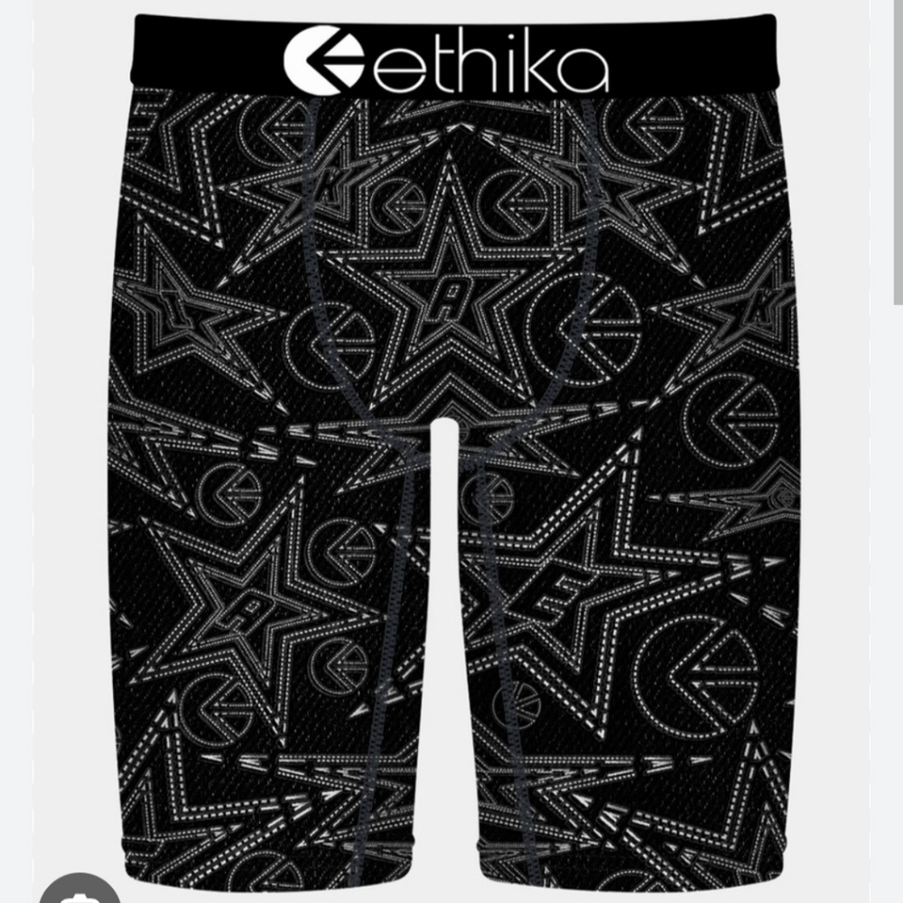 Ethika Black and Gray Star Pattern Boxer Briefs- GOOD DENIM YL (10-12)